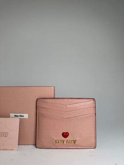 Vintage Miu Miu Madras Leather Card Holder Pink
