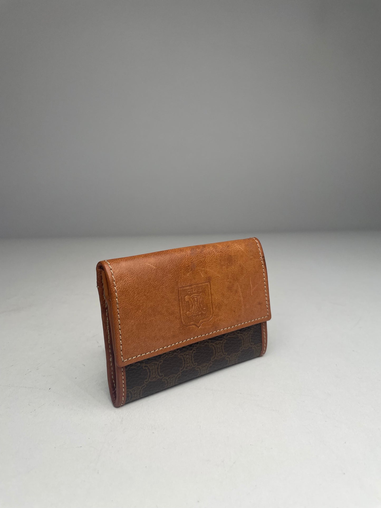 Vintage Celine Paris MonogramLeather Card Holder Brown