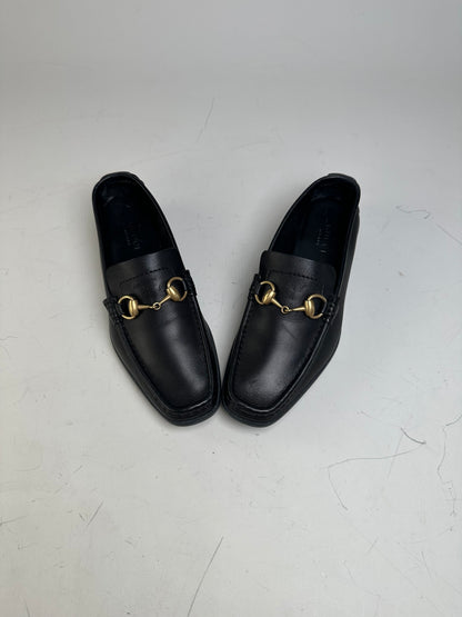 Vintage Gucci Leather Loafers Black Gold EU36.5