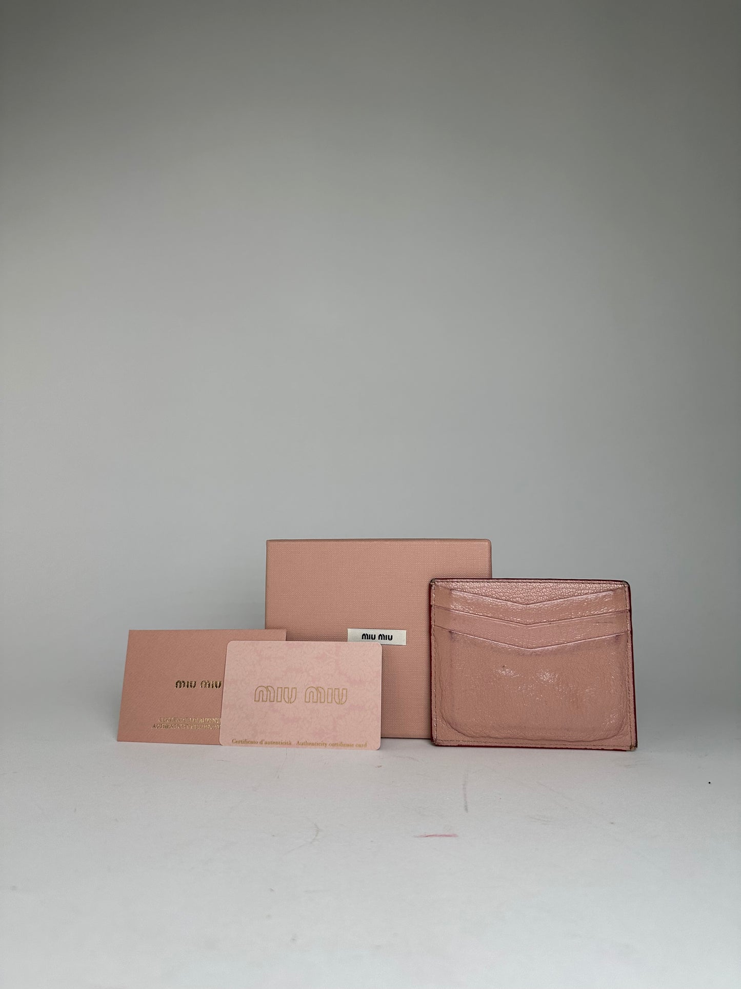 Vintage Miu Miu Madras Leather Card Holder Pink