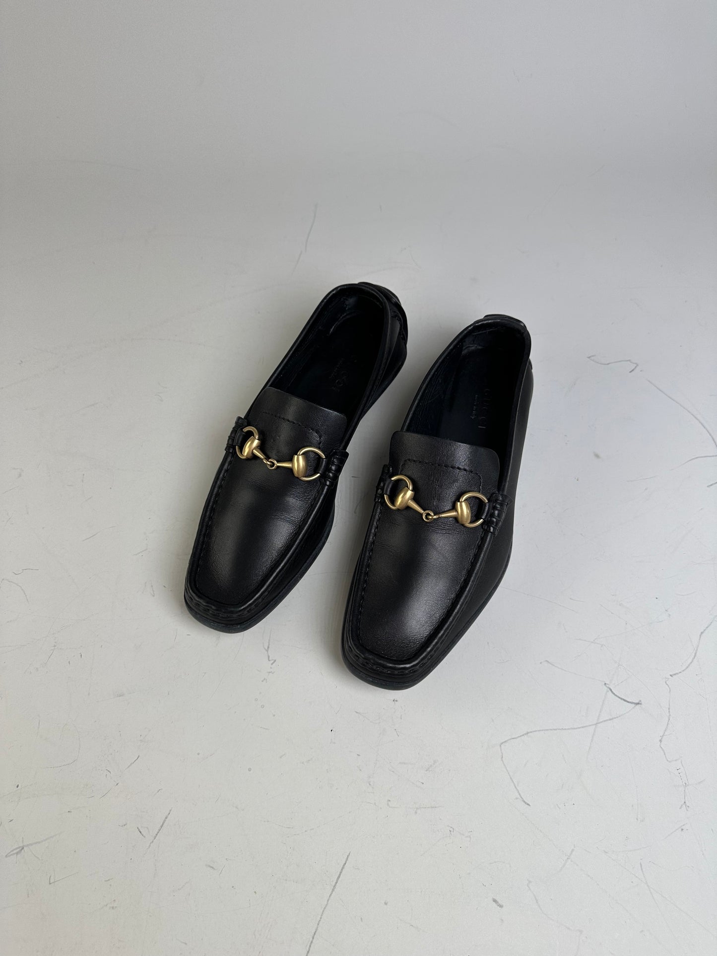 Vintage Gucci Leather Loafers Black Gold EU36.5