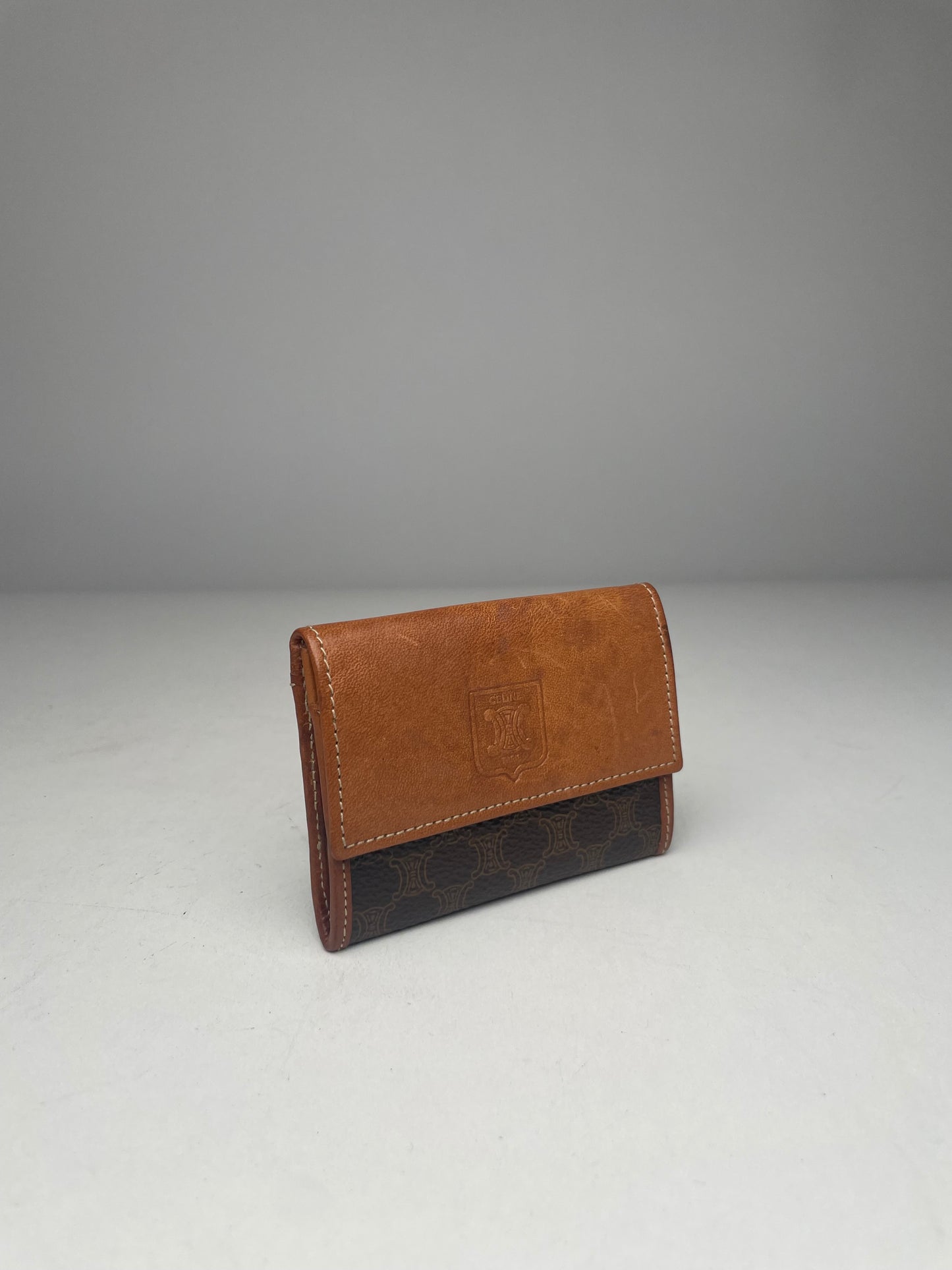 Vintage Celine Paris MonogramLeather Card Holder Brown