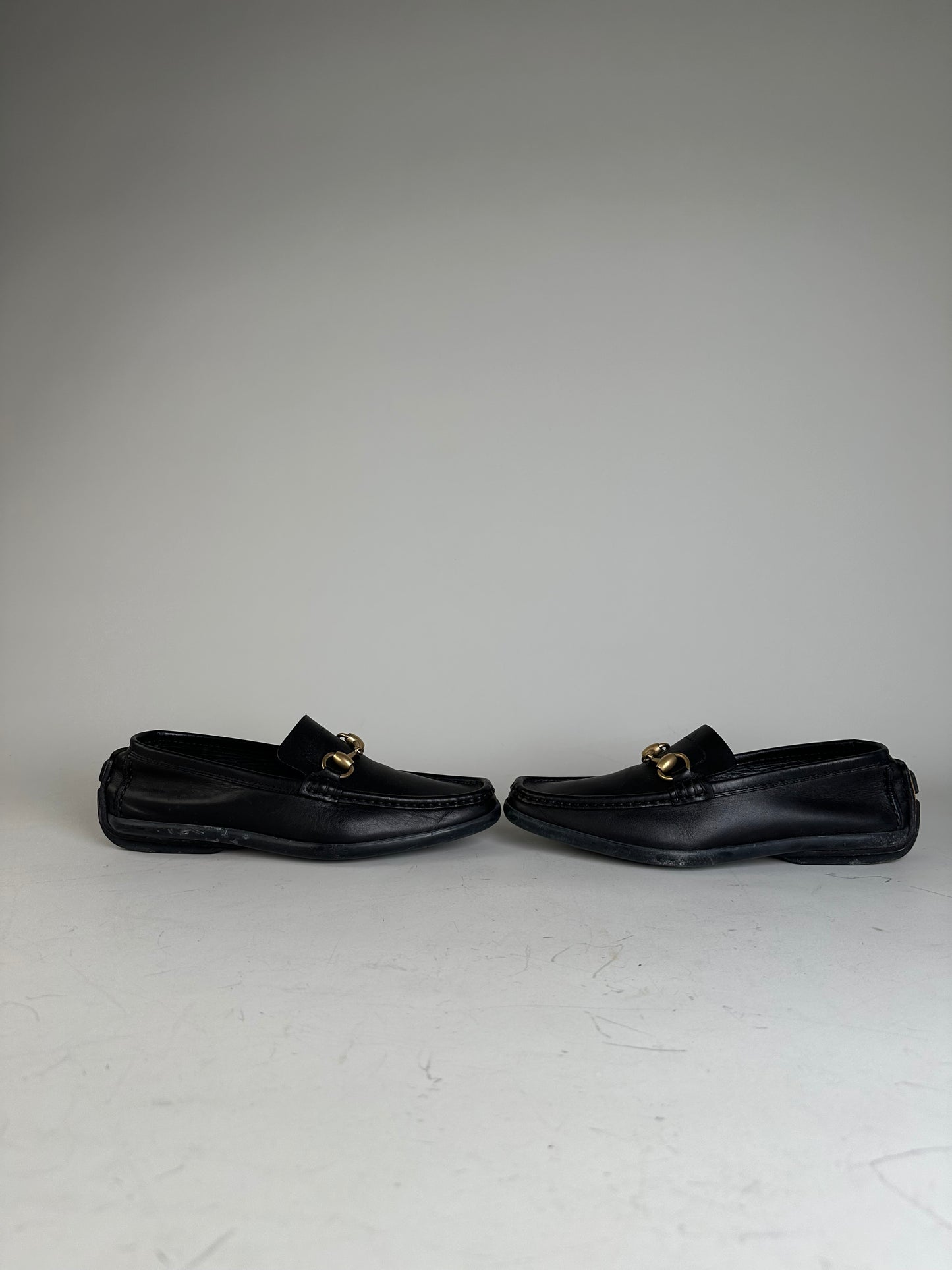 Vintage Gucci Leather Loafers Black Gold EU36.5