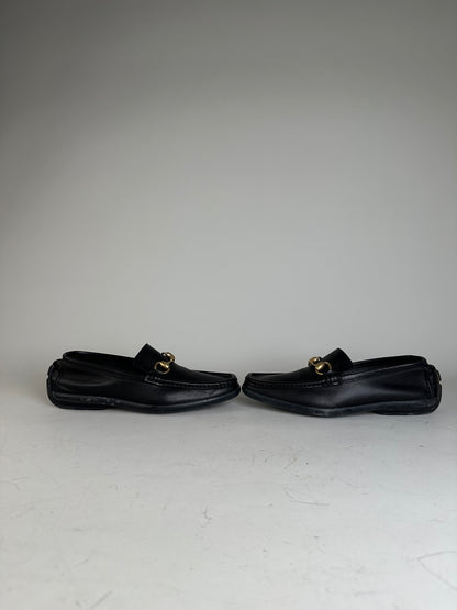 Vintage Gucci Leather Loafers Black Gold EU36.5