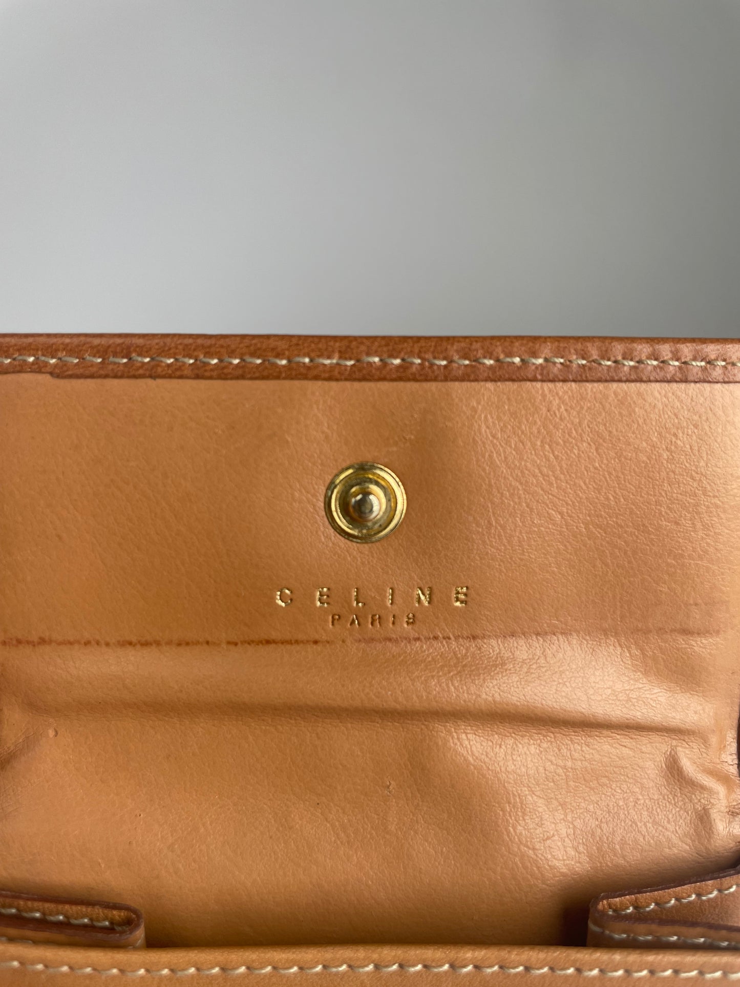 Vintage Celine Paris MonogramLeather Card Holder Brown