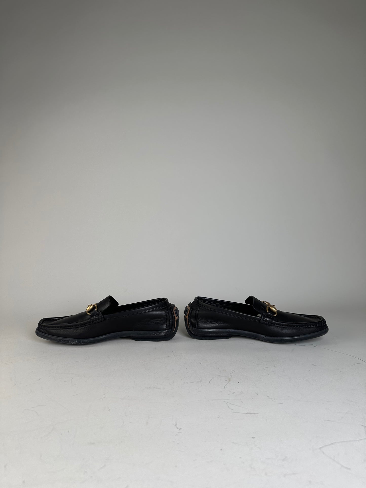 Vintage Gucci Leather Loafers Black Gold EU36.5