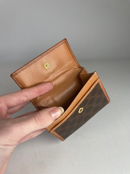 Vintage Celine Paris MonogramLeather Card Holder Brown