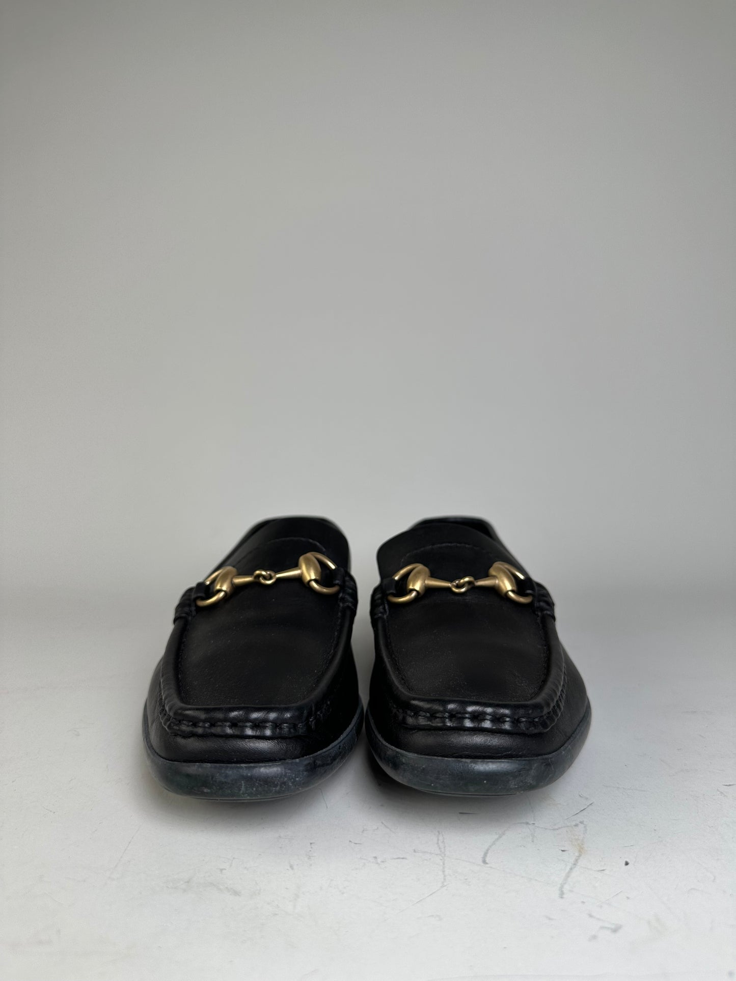Vintage Gucci Leather Loafers Black Gold EU36.5