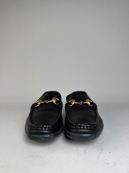 Vintage Gucci Leather Loafers Black Gold EU36.5
