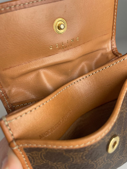 Vintage Celine Paris MonogramLeather Card Holder Brown