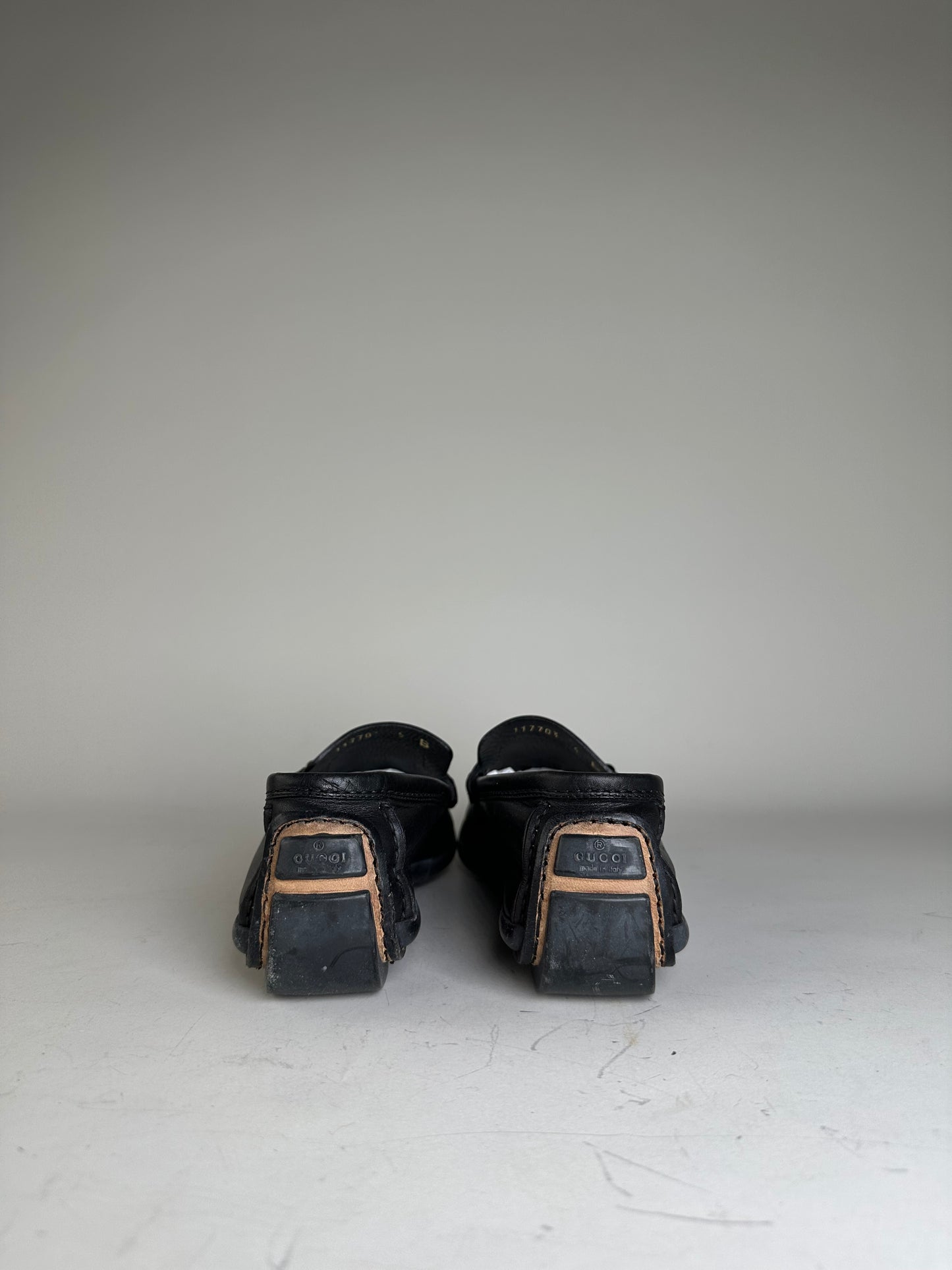 Vintage Gucci Leather Loafers Black Gold EU36.5