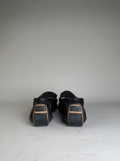 Vintage Gucci Leather Loafers Black Gold EU36.5