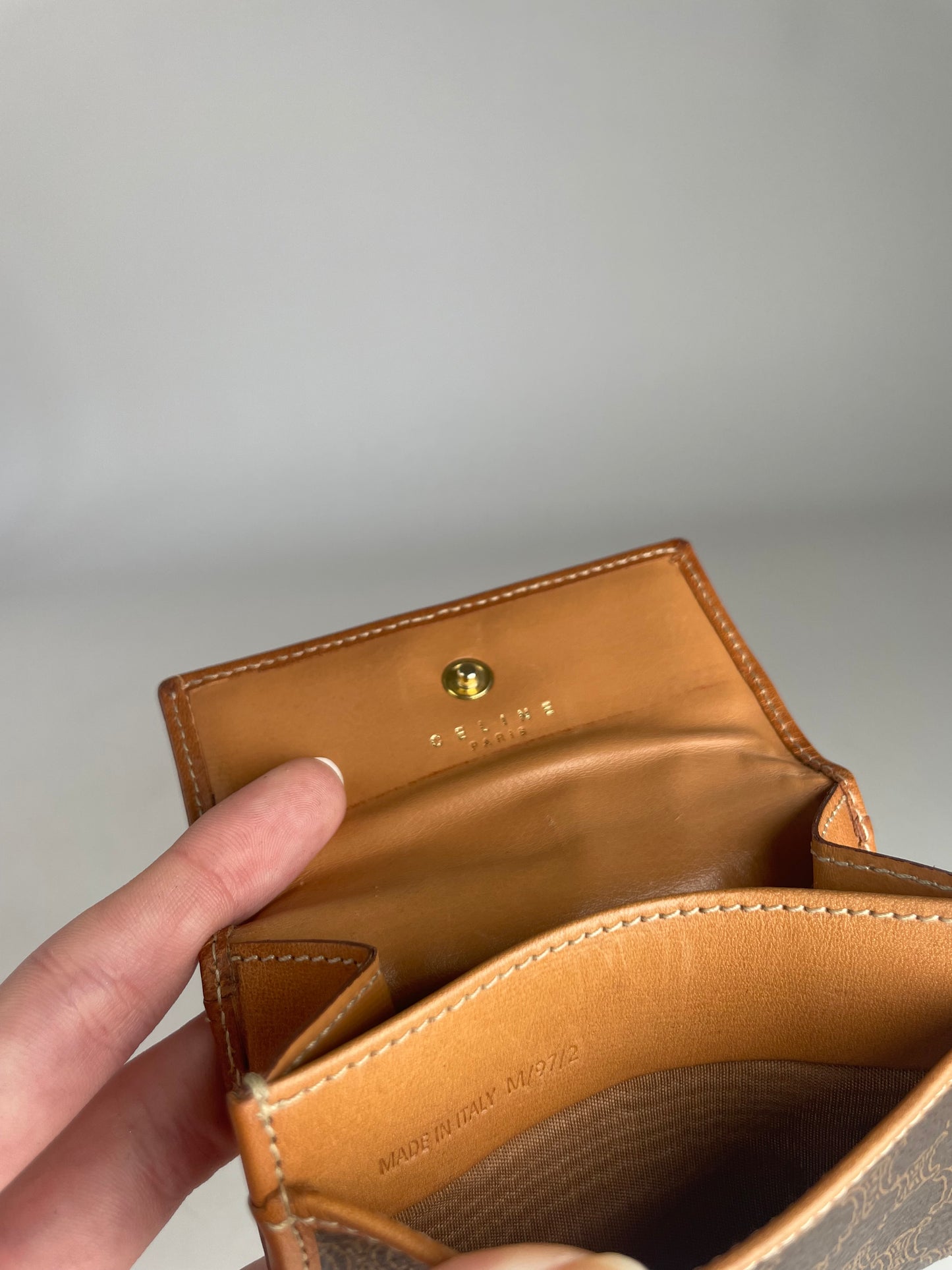 Vintage Celine Paris MonogramLeather Card Holder Brown