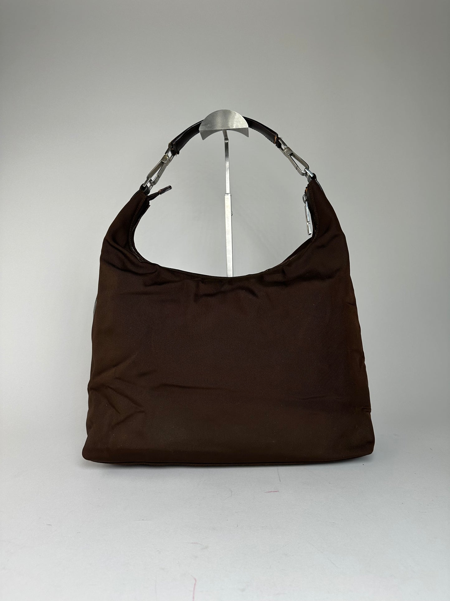 Vintage Gucci Canvas Leather Slouchy Hobo Handbag Brown