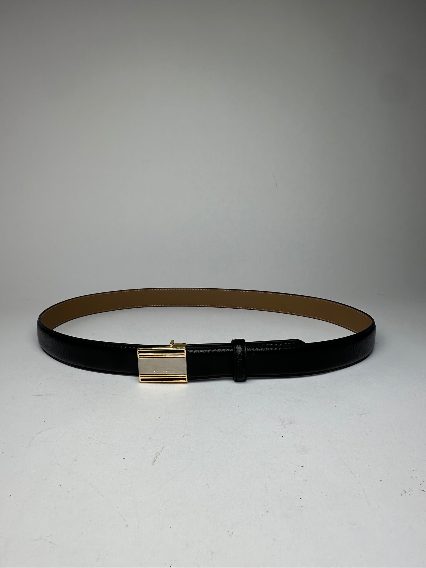 Vintage Dior Snake Emblossed Leather Belt Black