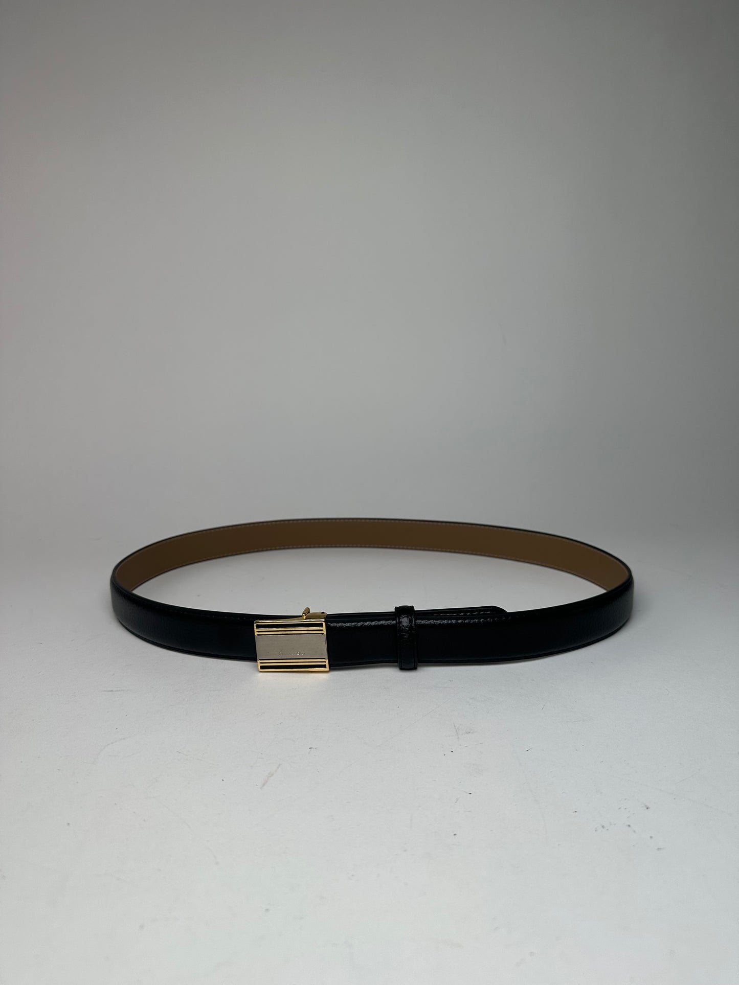 Vintage Dior Snake Emblossed Leather Belt Black