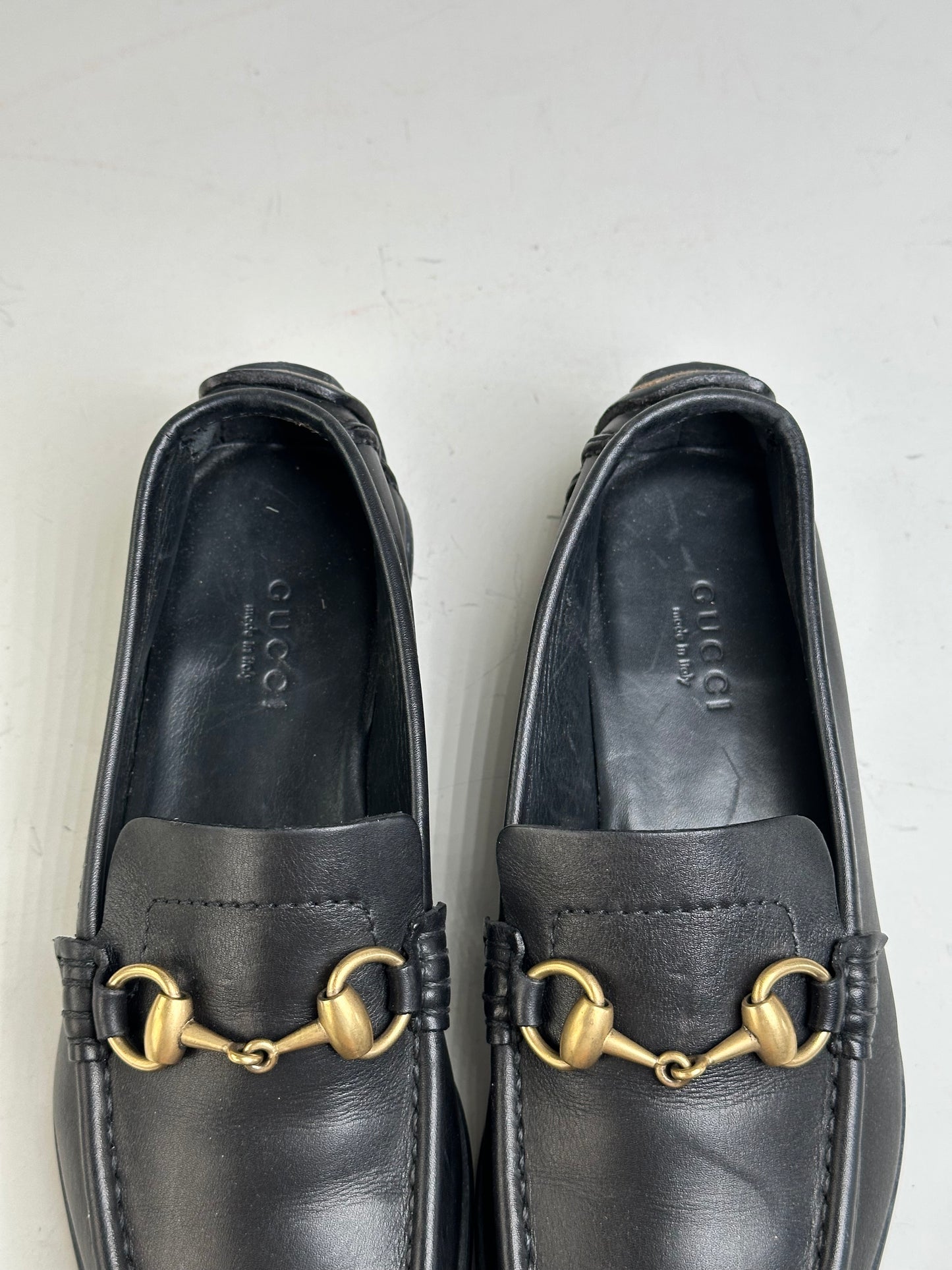 Vintage Gucci Leather Loafers Black Gold EU36.5