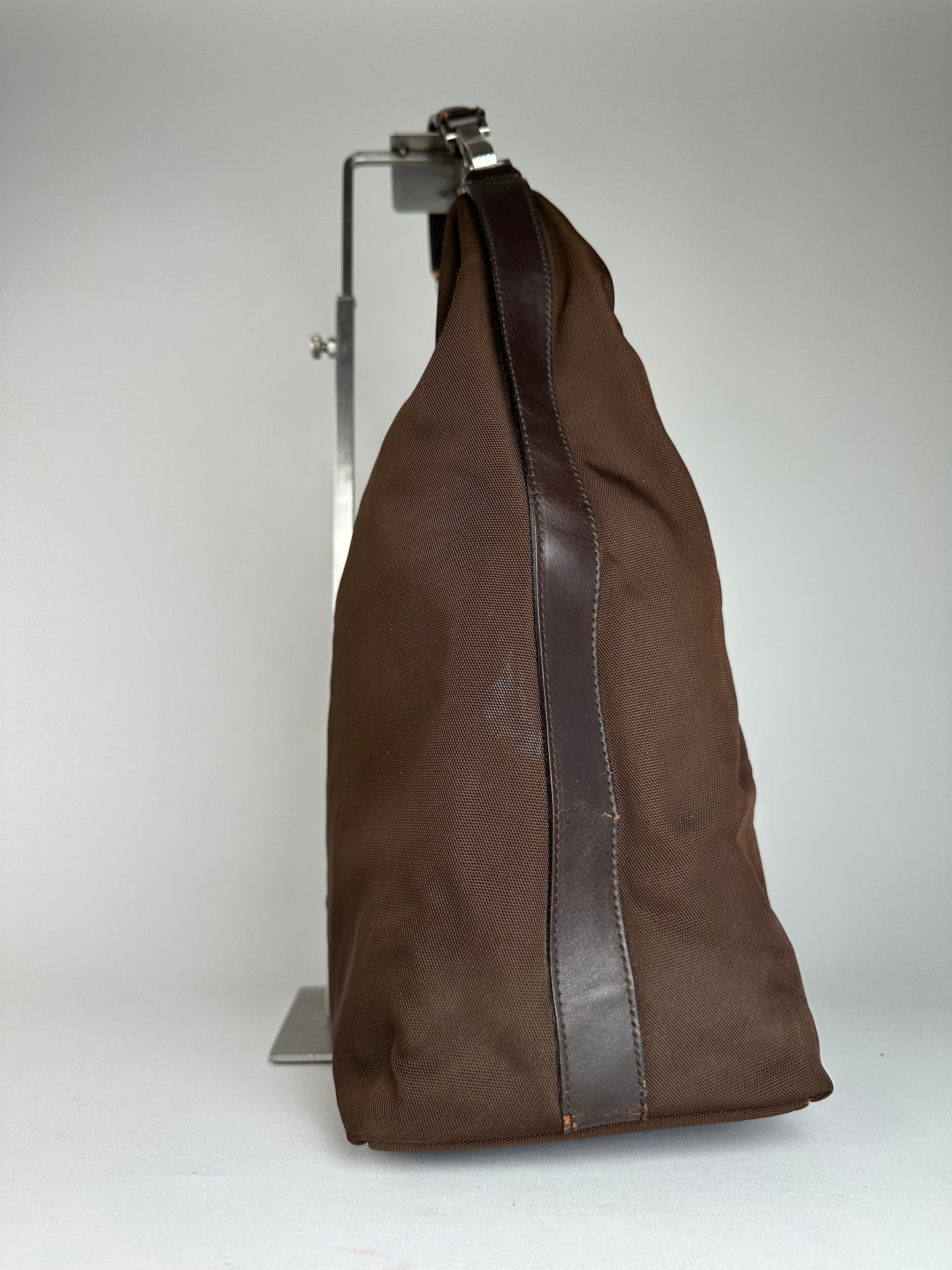 Vintage Gucci Canvas Leather Slouchy Hobo Handbag Brown