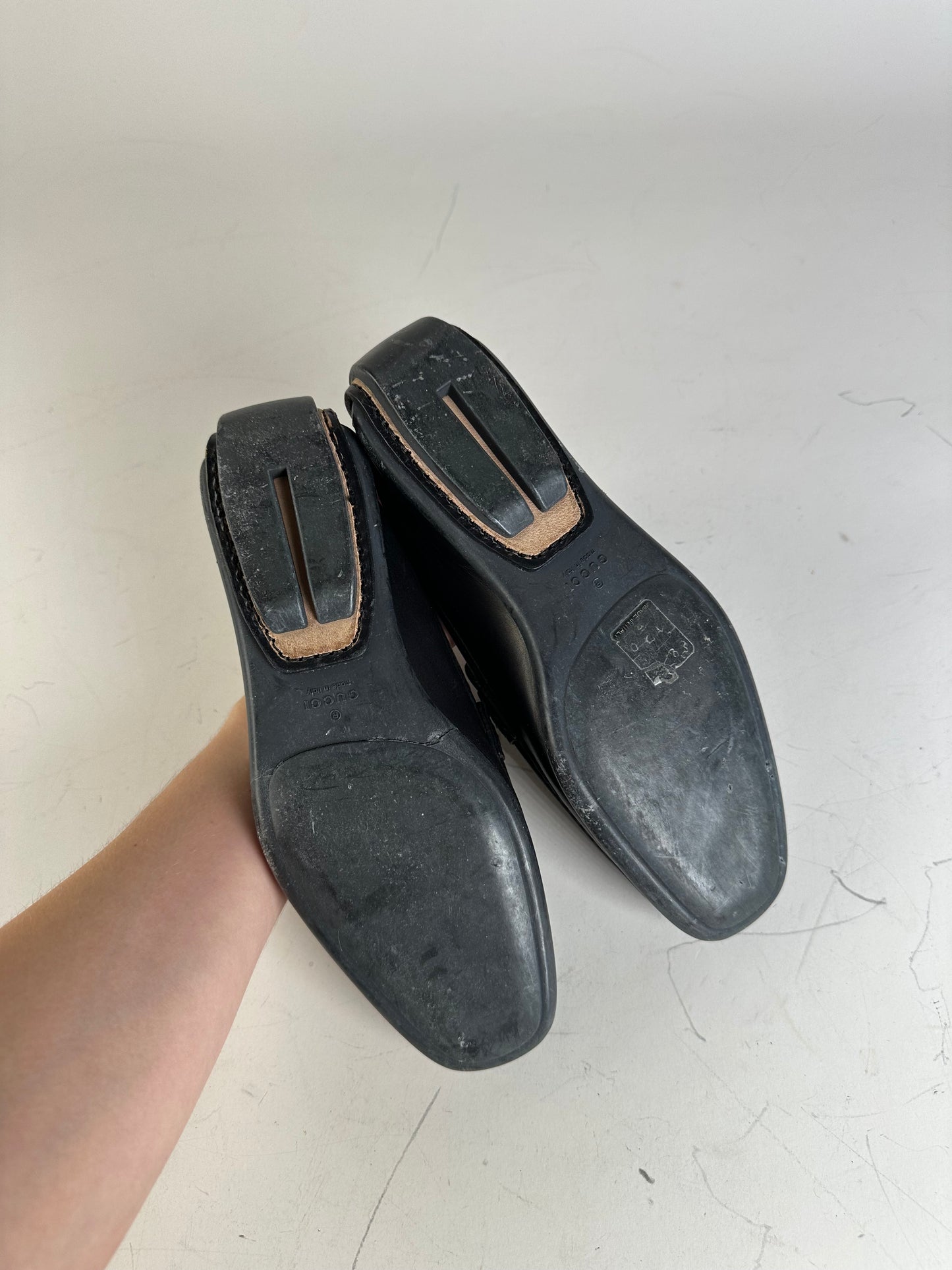 Vintage Gucci Leather Loafers Black Gold EU36.5
