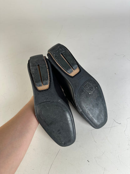 Vintage Gucci Leather Loafers Black Gold EU36.5