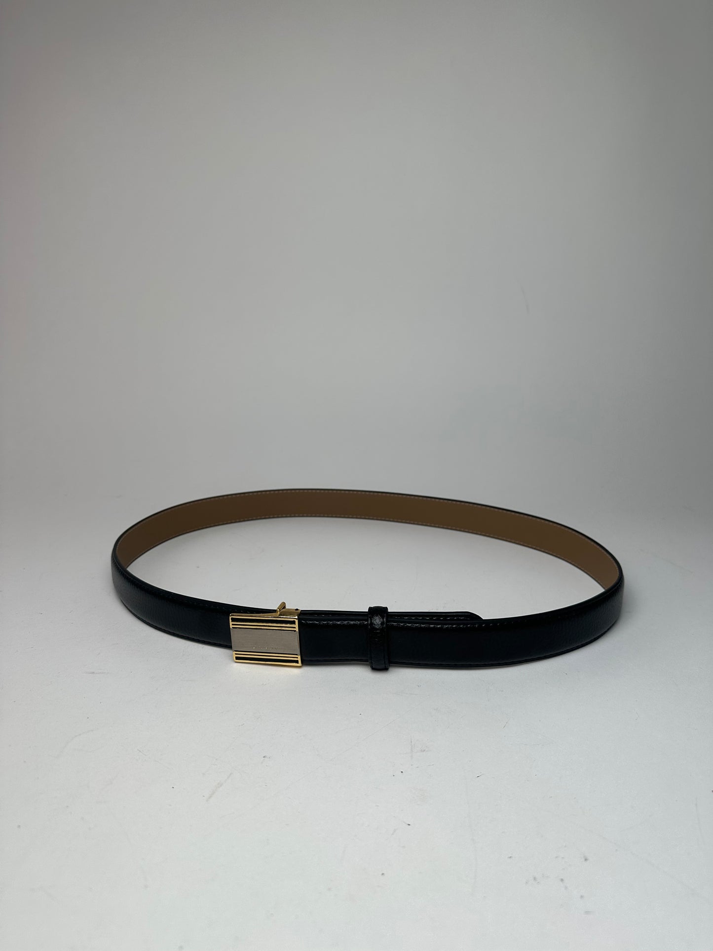 Vintage Dior Snake Emblossed Leather Belt Black