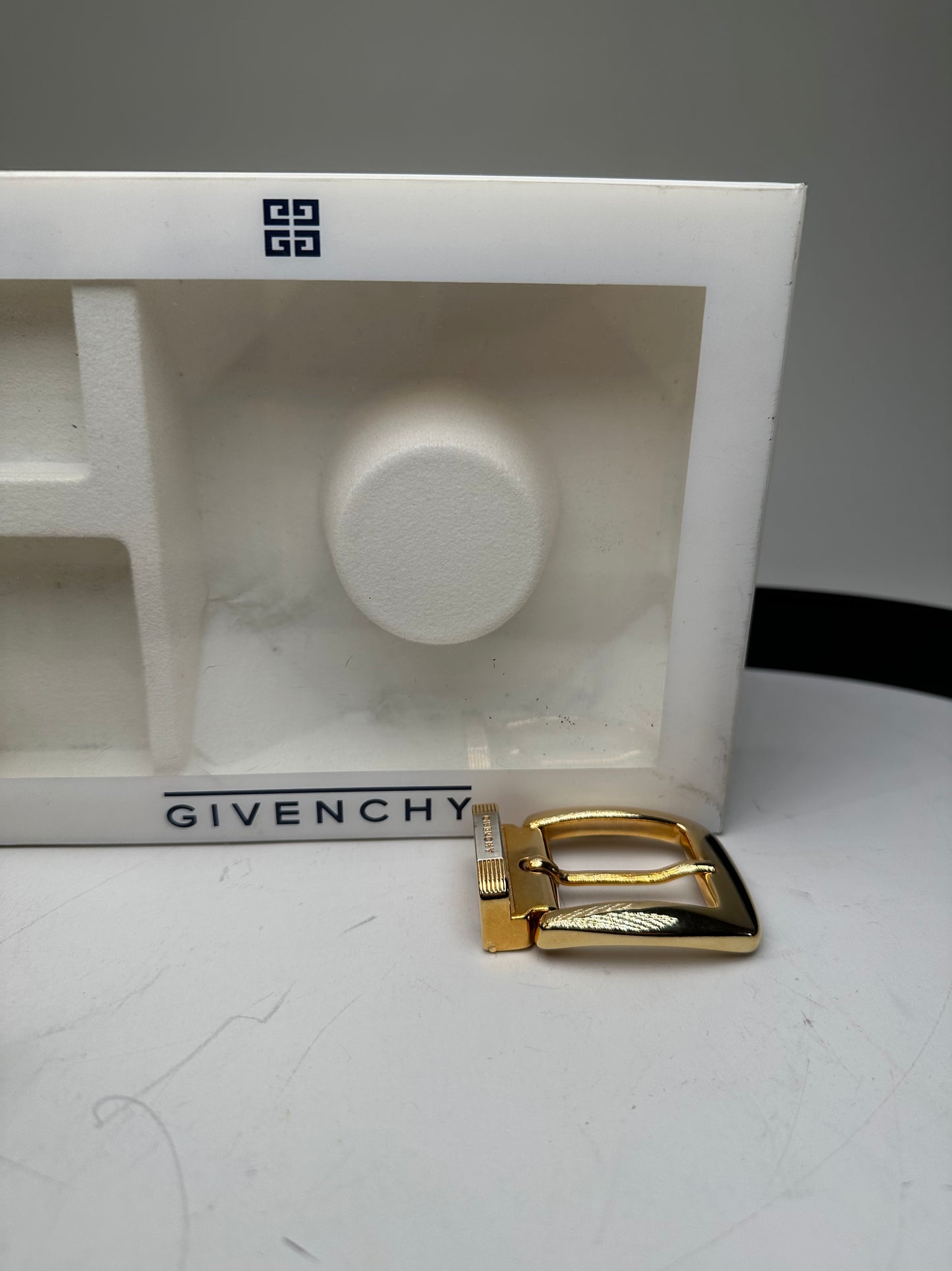 Vintage Givenchy 4G Logo Leather Belt Black Gold