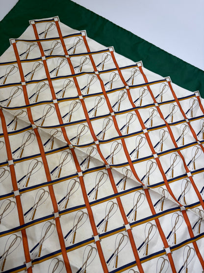 Vintage Gucci Silk Scarf Green Cream Rust c. 1990s