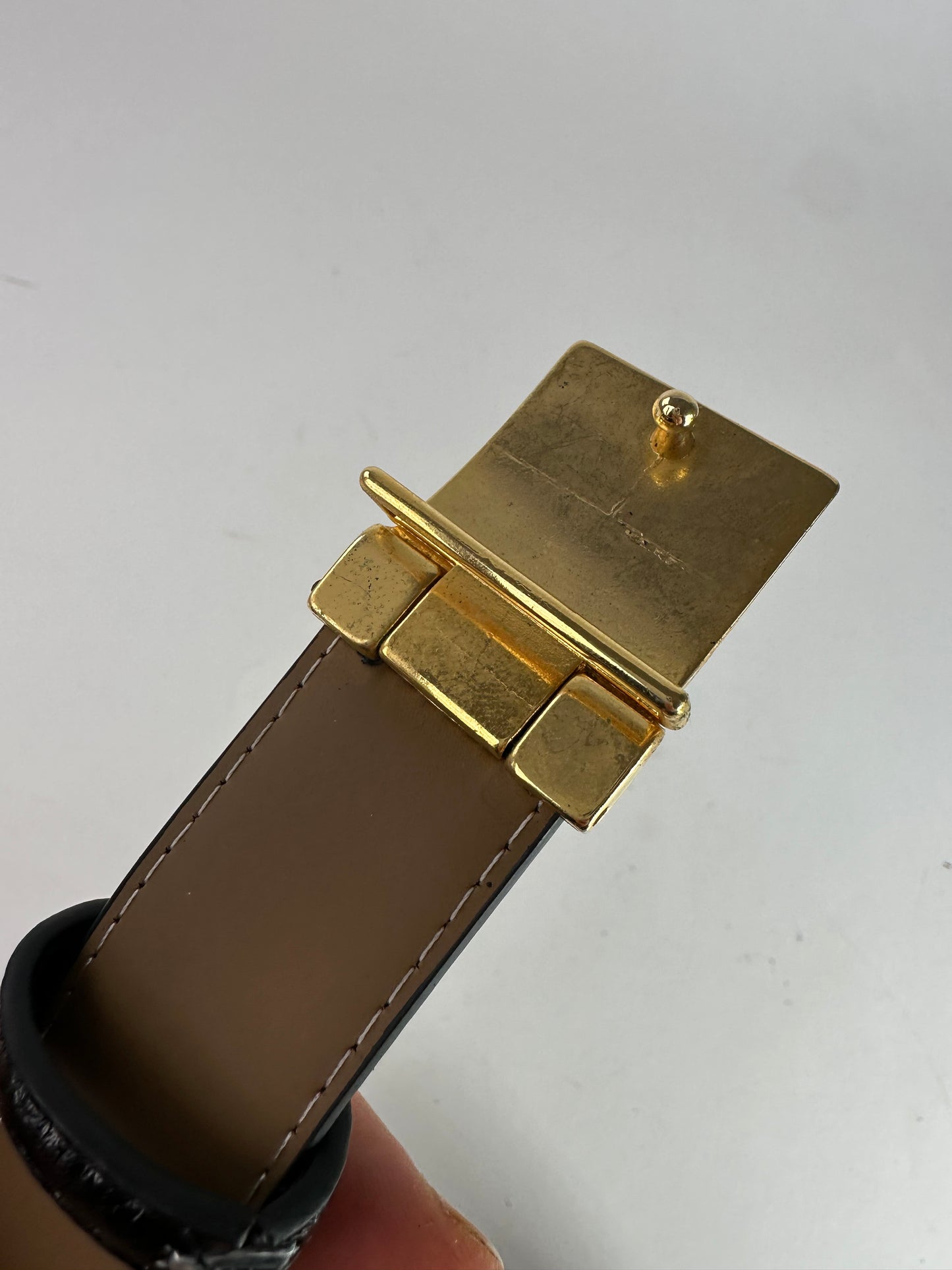 Vintage Dior Snake Emblossed Leather Belt Black