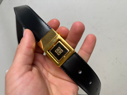 Vintage Givenchy 4G Logo Leather Belt Black Gold