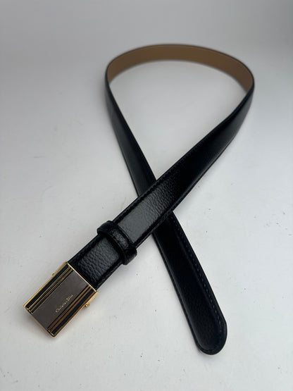 Vintage Dior Snake Emblossed Leather Belt Black