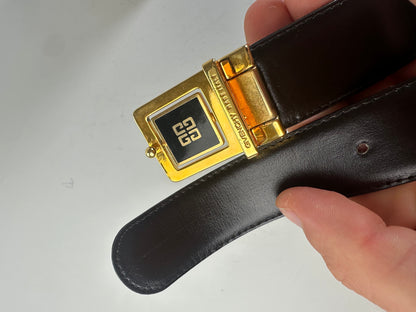 Vintage Givenchy 4G Logo Leather Belt Black Gold