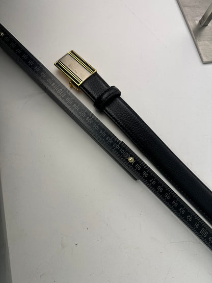 Vintage Dior Snake Emblossed Leather Belt Black