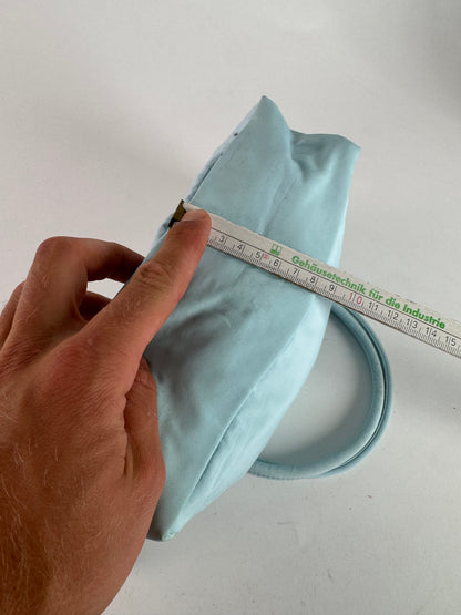 Vintage Bottega Veneta Reversible  nylon Shopper bag turquoise blue leopard