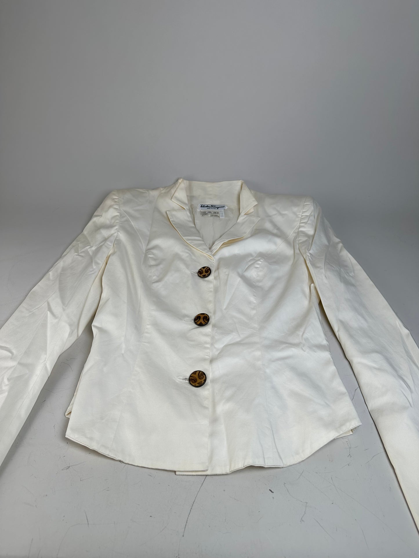 Vintage Ferragamo Cotton Blazer Cream L