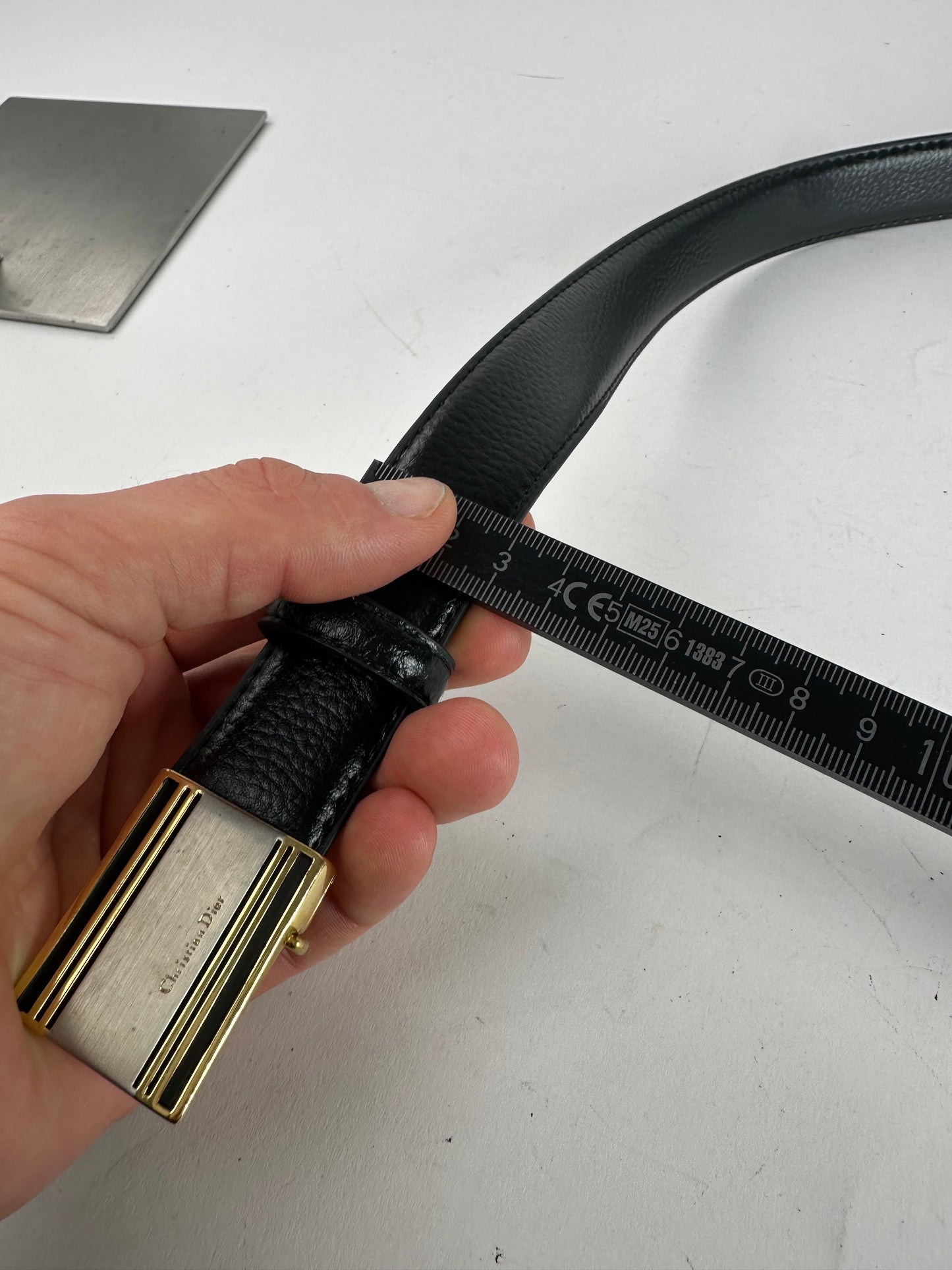 Vintage Dior Snake Emblossed Leather Belt Black