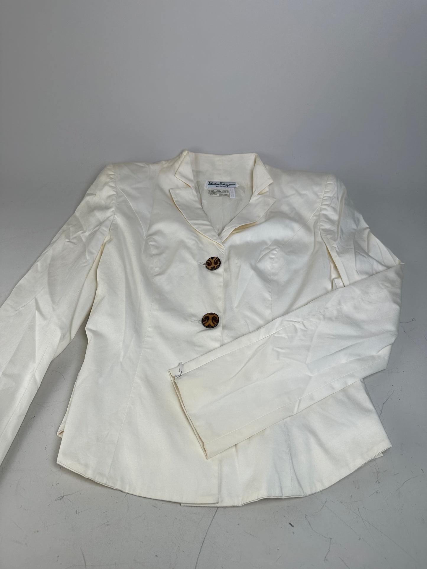 Vintage Ferragamo Cotton Blazer Cream L