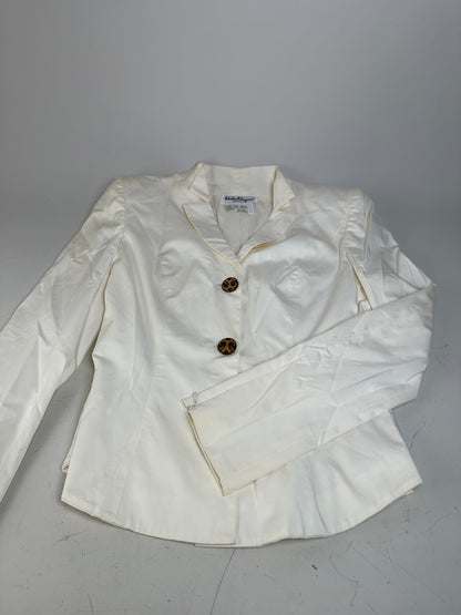 Vintage Ferragamo Cotton Blazer Cream L