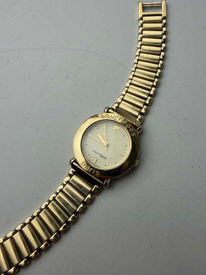 Vintage Courreges Bracelet Watch Gold Cream