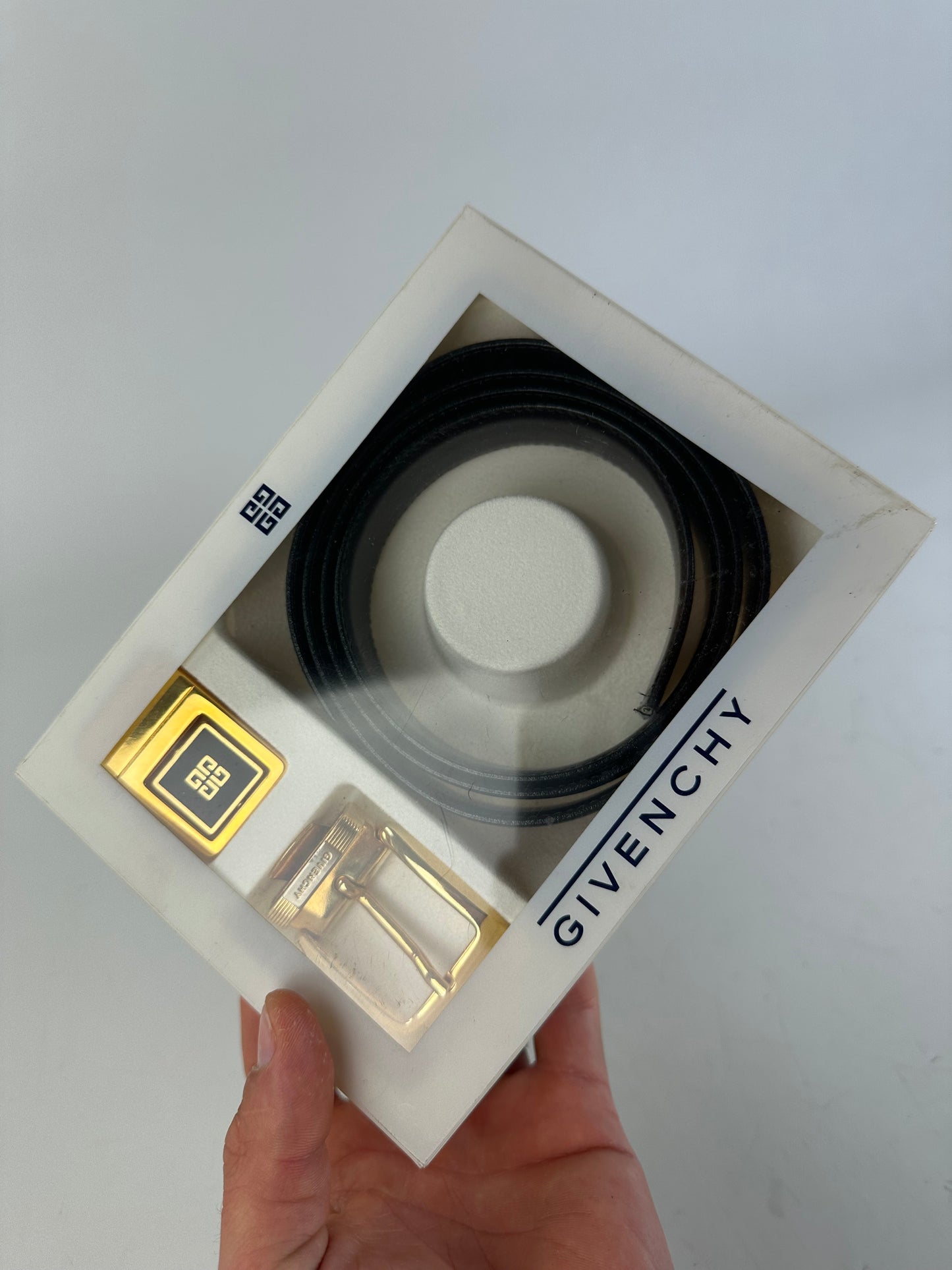 Vintage Givenchy 4G Logo Leather Belt Black Gold
