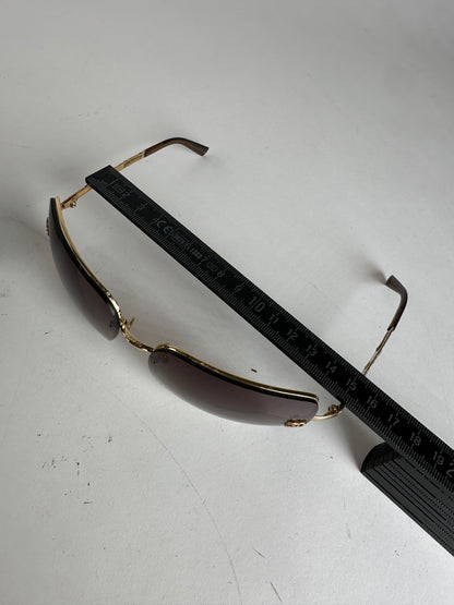 Vintage Chanel Rimless Sunglasses Brown Gold