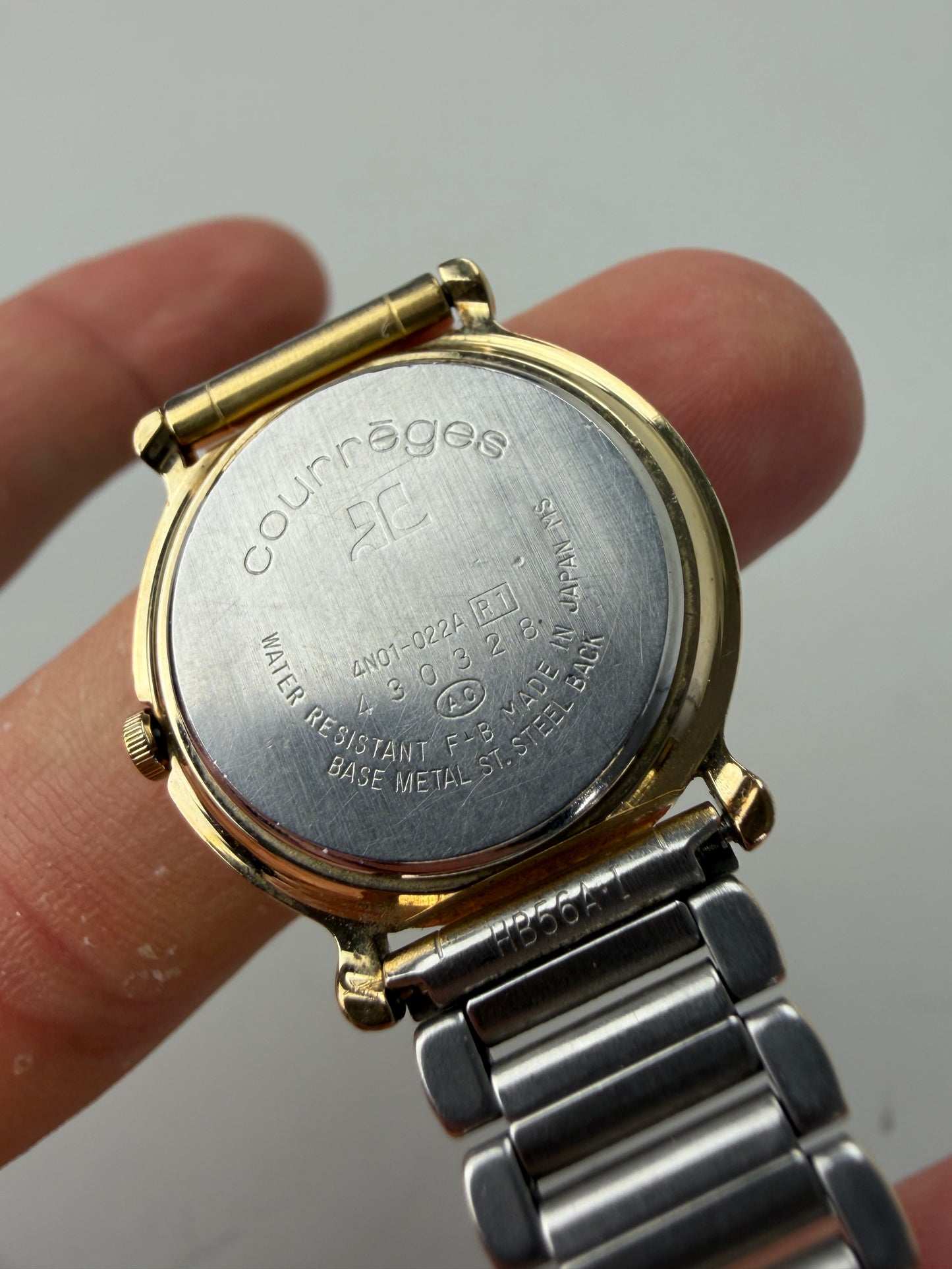 Vintage Courreges Bracelet Watch Gold Cream