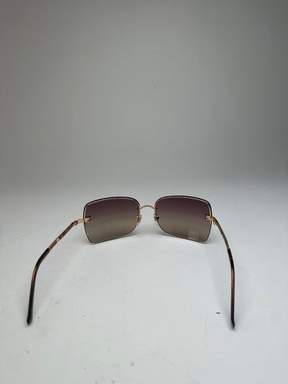Vintage Chanel Rimless Sunglasses Brown Gold
