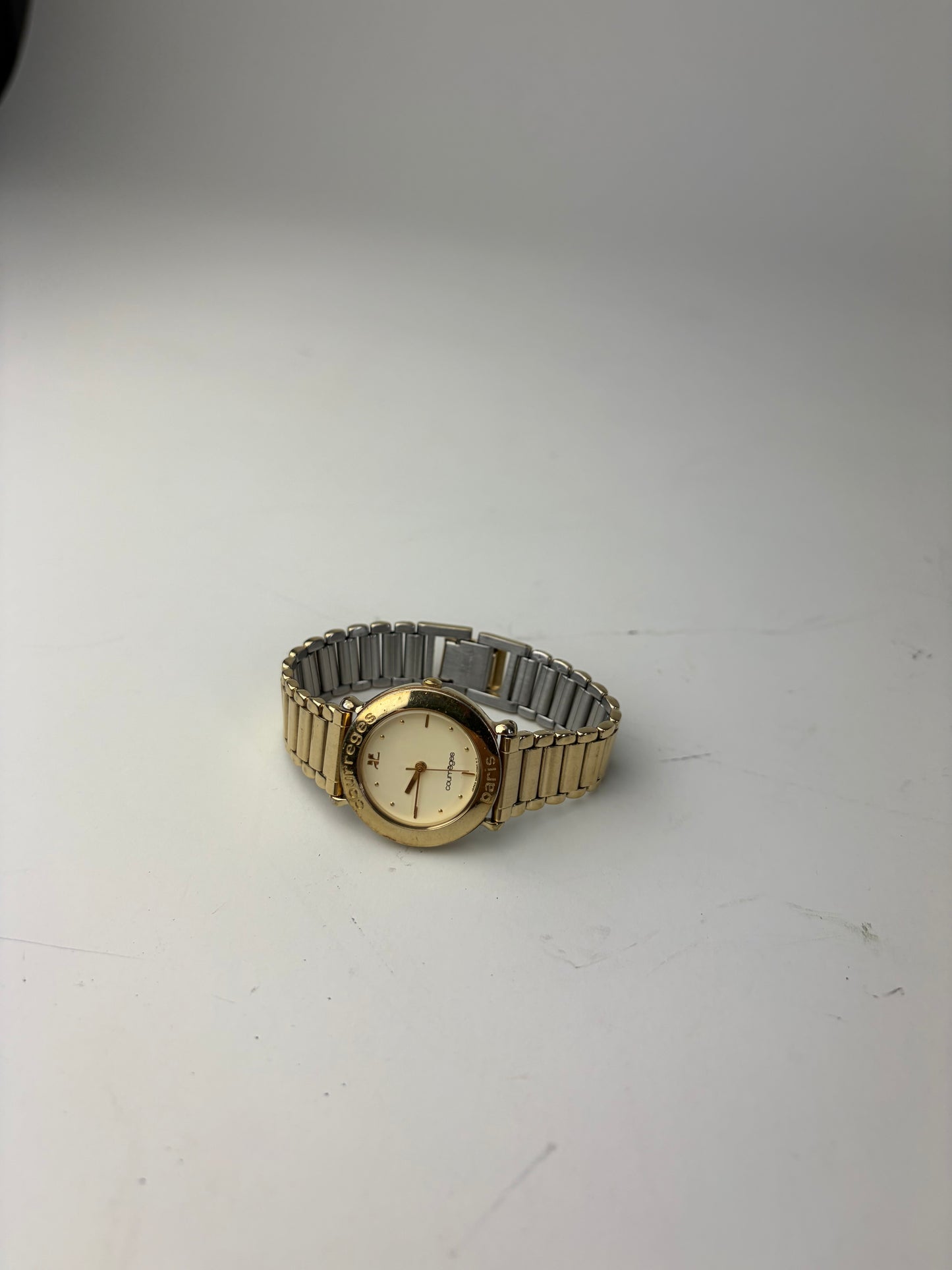 Vintage Courreges Bracelet Watch Gold Cream