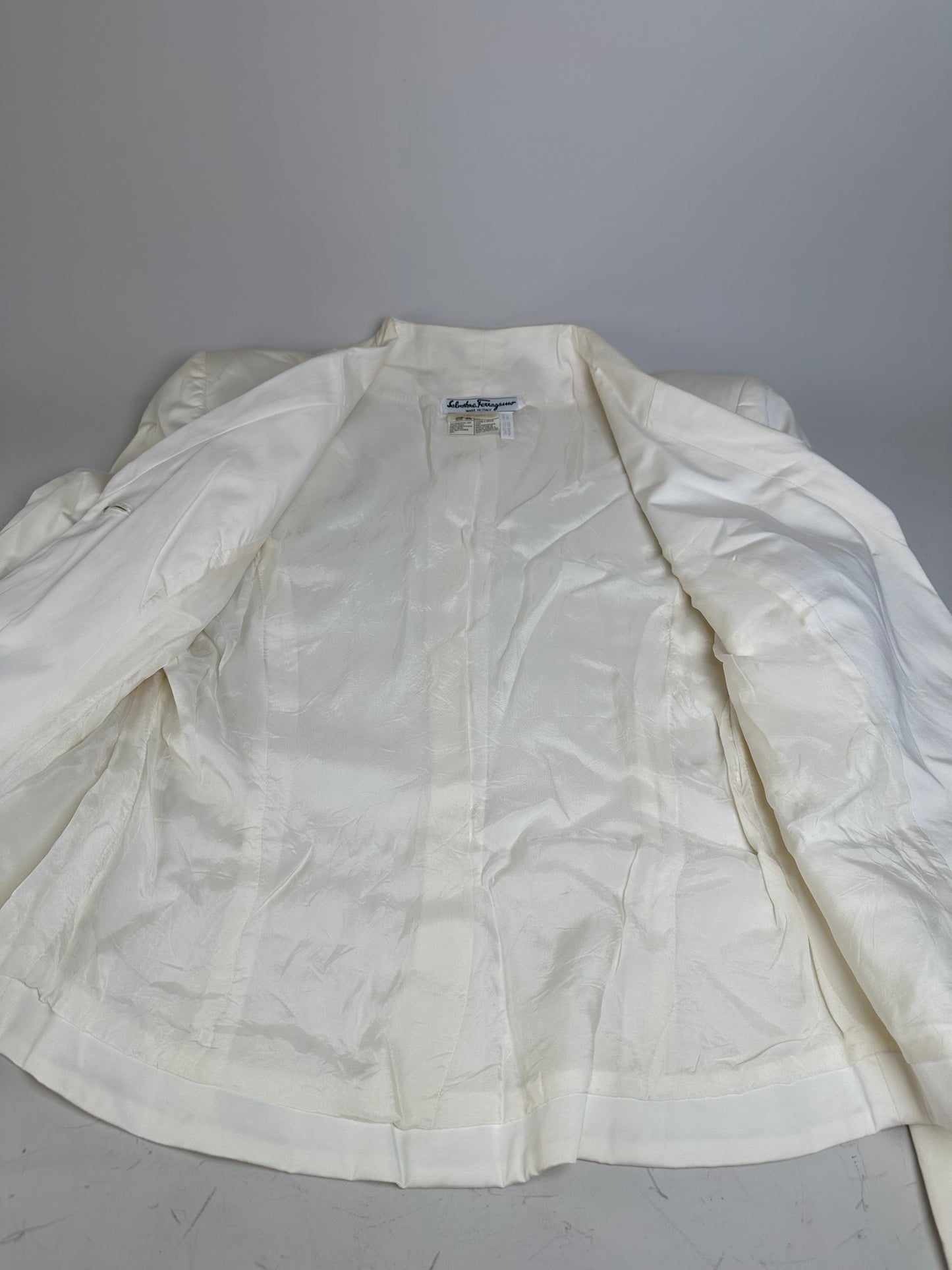 Vintage Ferragamo Cotton Blazer Cream L