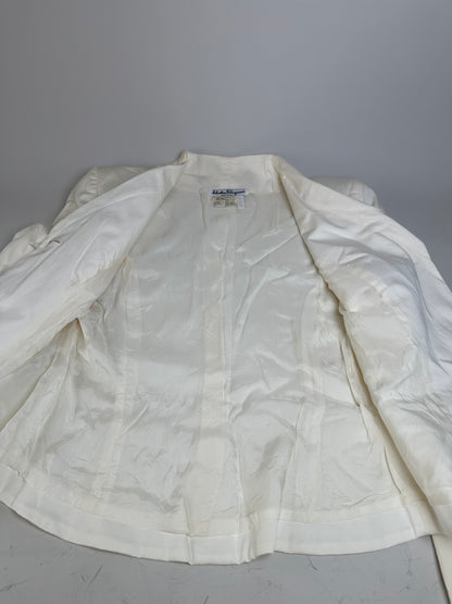 Vintage Ferragamo Cotton Blazer Cream L
