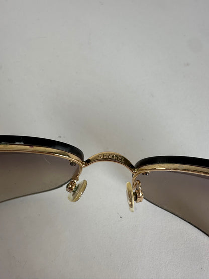 Vintage Chanel Rimless Sunglasses Brown Gold
