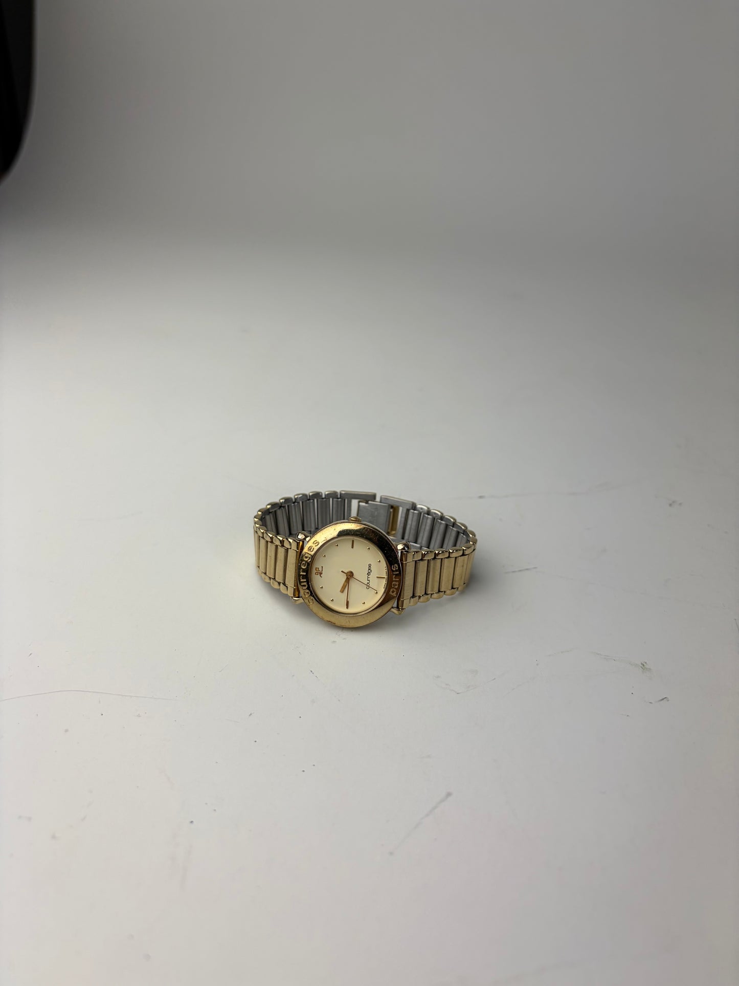 Vintage Courreges Bracelet Watch Gold Cream