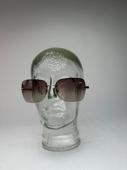 Vintage Chanel Rimless Sunglasses Brown Gold