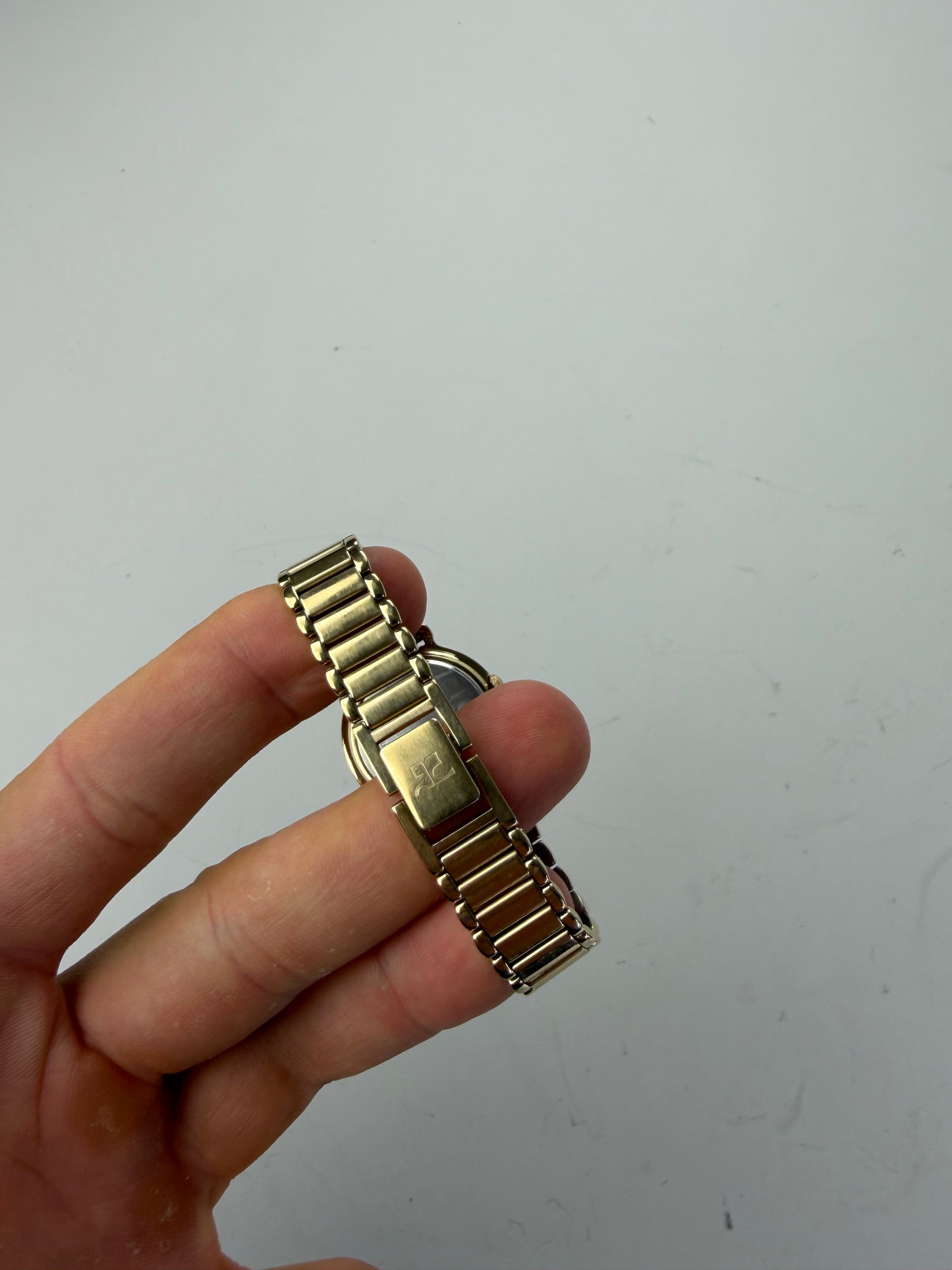 Vintage Courreges Bracelet Watch Gold Cream