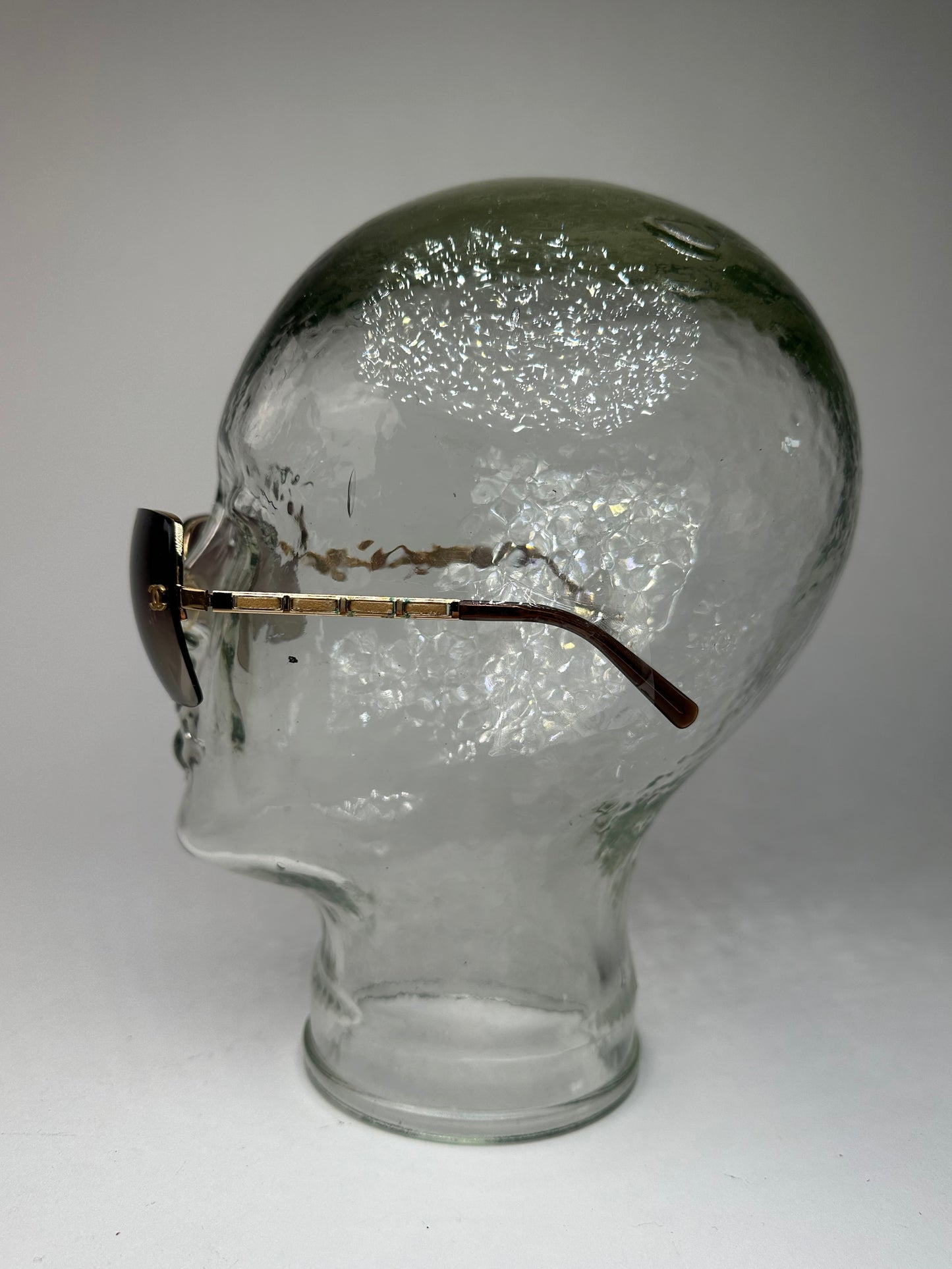 Vintage Chanel Rimless Sunglasses Brown Gold